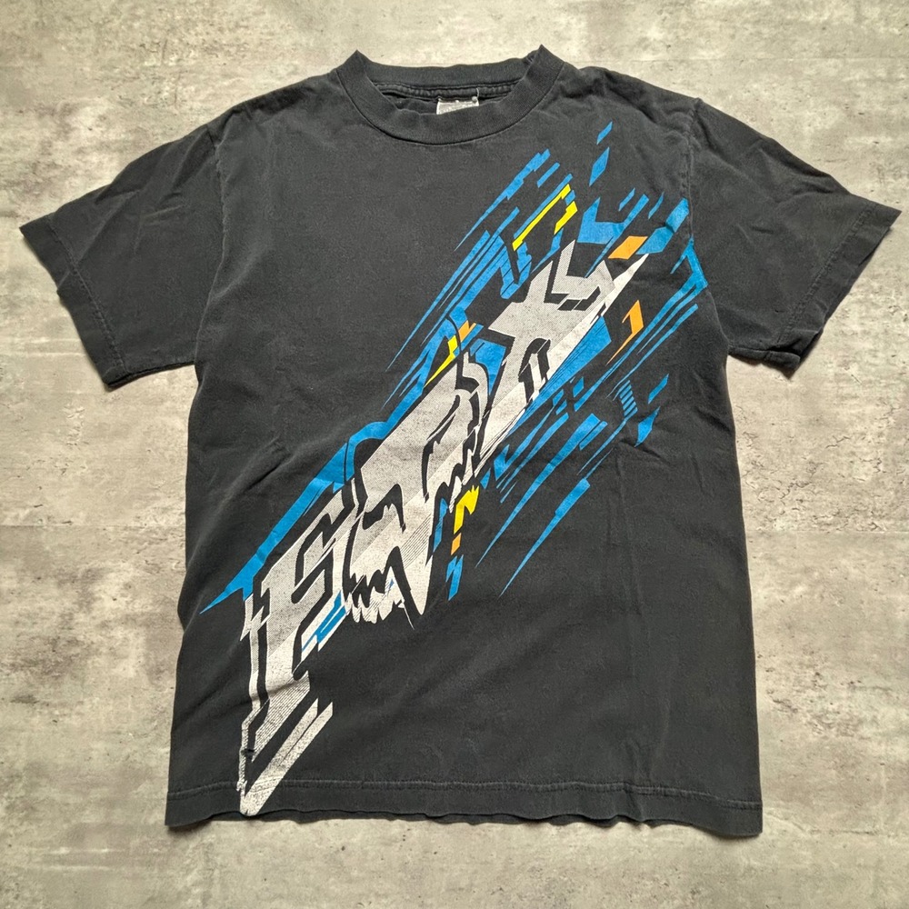 Y2K Fox Racing Graphic T-Shirt Small Black Short Sleeve Motocross Skater Tee